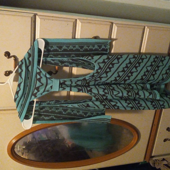 Sleeveless cardigan, Derek heart brand,lg,mint green and black - Picture 2 of 2